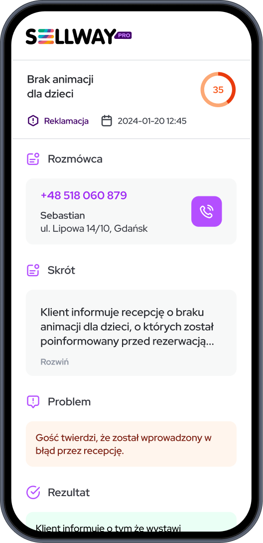 Telefon firmy Brodaty barber z powiadomieniami wychodzącymi poza ekran smartfona